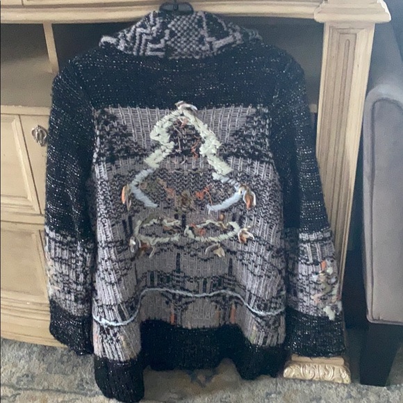 Free People wool Christmas tree sweater RARE holiday black multicolor small - Picture 2 of 8